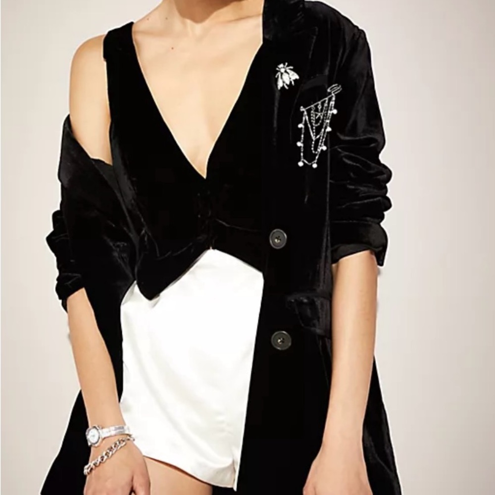 For Love And Lemons Drew Romper (Medium) Velvet and Satin